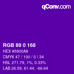 颜色代码: RGB 89 0 168 | qconv.com
