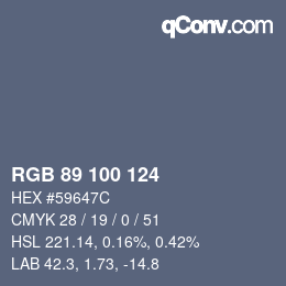 Farbcode: RGB 89 100 124 | qconv.com