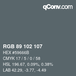 Color code: RGB 89 102 107 | qconv.com