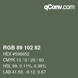 Color code: RGB 89 102 82 | qconv.com