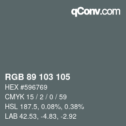 颜色代码: RGB 89 103 105 | qconv.com
