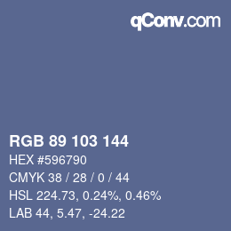 Color code: RGB 89 103 144 | qconv.com