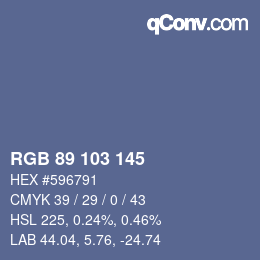 Color code: RGB 89 103 145 | qconv.com
