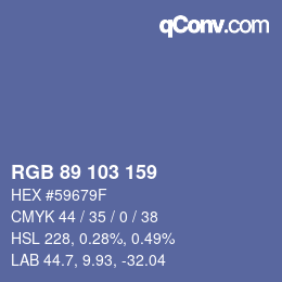 Color code: RGB 89 103 159 | qconv.com