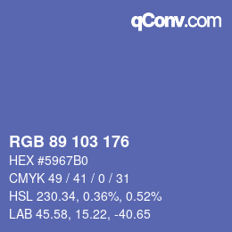 Color code: RGB 89 103 176 | qconv.com