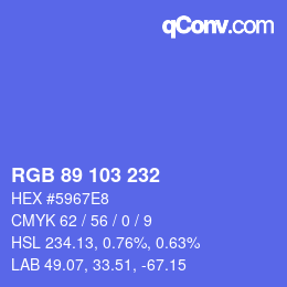Color code: RGB 89 103 232 | qconv.com
