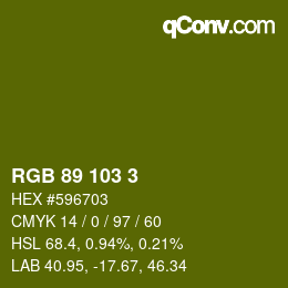 Color code: RGB 89 103 3 | qconv.com
