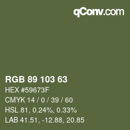 カラーコード: RGB 89 103 63 | qconv.com