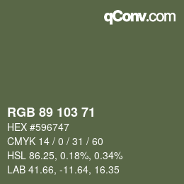 Color code: RGB 89 103 71 | qconv.com