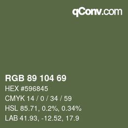 颜色代码: RGB 89 104 69 | qconv.com