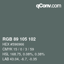 Color code: RGB 89 105 102 | qconv.com