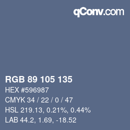 Color code: RGB 89 105 135 | qconv.com