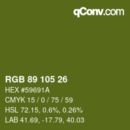 Color code: RGB 89 105 26 | qconv.com