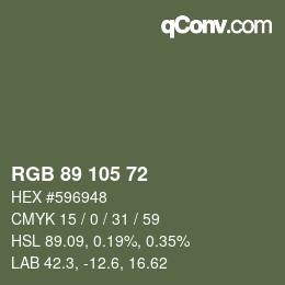 Color code: RGB 89 105 72 | qconv.com