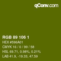 Color code: RGB 89 106 1 | qconv.com