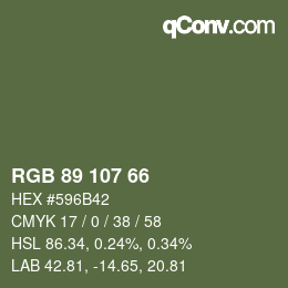 Farbcode: RGB 89 107 66 | qconv.com