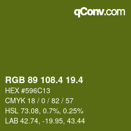 カラーコード: RGB 89 108.4 19.4 | qconv.com