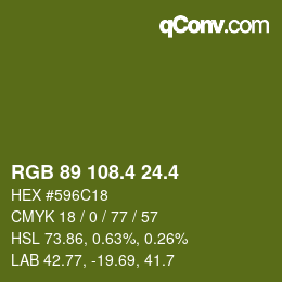 カラーコード: RGB 89 108.4 24.4 | qconv.com