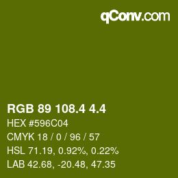 カラーコード: RGB 89 108.4 4.4 | qconv.com