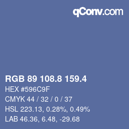 カラーコード: RGB 89 108.8 159.4 | qconv.com