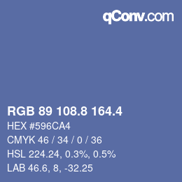 カラーコード: RGB 89 108.8 164.4 | qconv.com