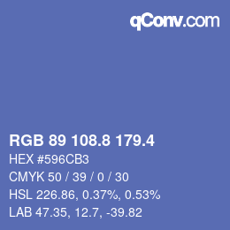 カラーコード: RGB 89 108.8 179.4 | qconv.com