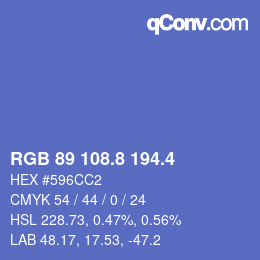 カラーコード: RGB 89 108.8 194.4 | qconv.com
