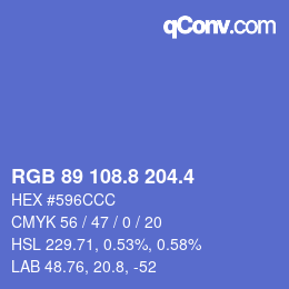 カラーコード: RGB 89 108.8 204.4 | qconv.com