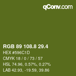 カラーコード: RGB 89 108.8 29.4 | qconv.com