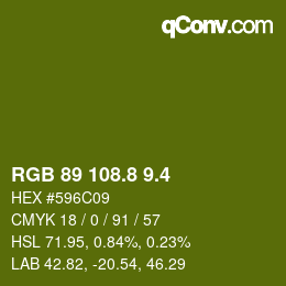 カラーコード: RGB 89 108.8 9.4 | qconv.com