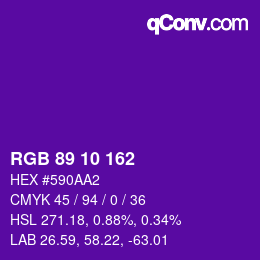 Color code: RGB 89 10 162 | qconv.com