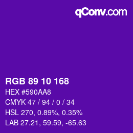 カラーコード: RGB 89 10 168 | qconv.com