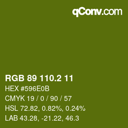 カラーコード: RGB 89 110.2 11 | qconv.com