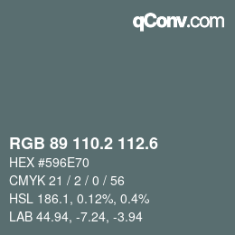 カラーコード: RGB 89 110.2 112.6 | qconv.com