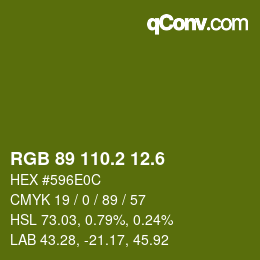 カラーコード: RGB 89 110.2 12.6 | qconv.com