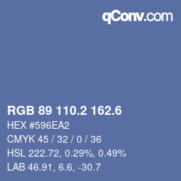 カラーコード: RGB 89 110.2 162.6 | qconv.com