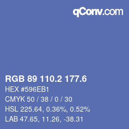 カラーコード: RGB 89 110.2 177.6 | qconv.com