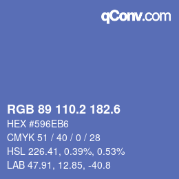 カラーコード: RGB 89 110.2 182.6 | qconv.com
