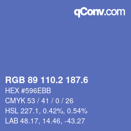 カラーコード: RGB 89 110.2 187.6 | qconv.com