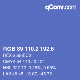 カラーコード: RGB 89 110.2 192.6 | qconv.com