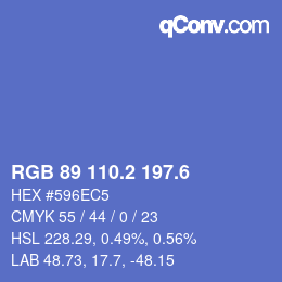 カラーコード: RGB 89 110.2 197.6 | qconv.com