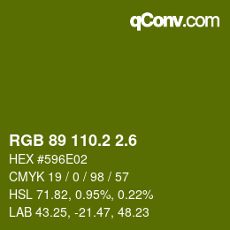 カラーコード: RGB 89 110.2 2.6 | qconv.com