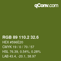 カラーコード: RGB 89 110.2 32.6 | qconv.com