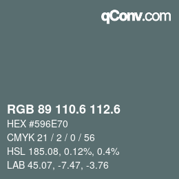 カラーコード: RGB 89 110.6 112.6 | qconv.com