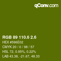カラーコード: RGB 89 110.6 2.6 | qconv.com