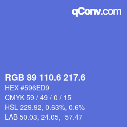 カラーコード: RGB 89 110.6 217.6 | qconv.com