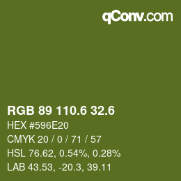 カラーコード: RGB 89 110.6 32.6 | qconv.com