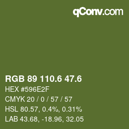 カラーコード: RGB 89 110.6 47.6 | qconv.com