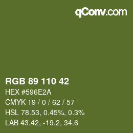 Color code: RGB 89 110 42 | qconv.com
