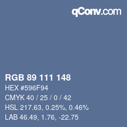 Color code: RGB 89 111 148 | qconv.com